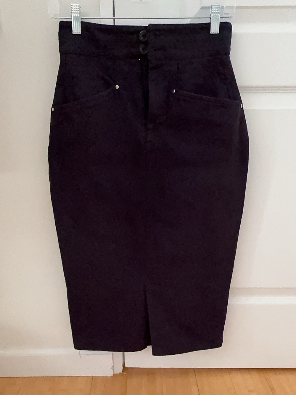 Karen Millen Black High-Waist Pencil Skirt with Front Slit